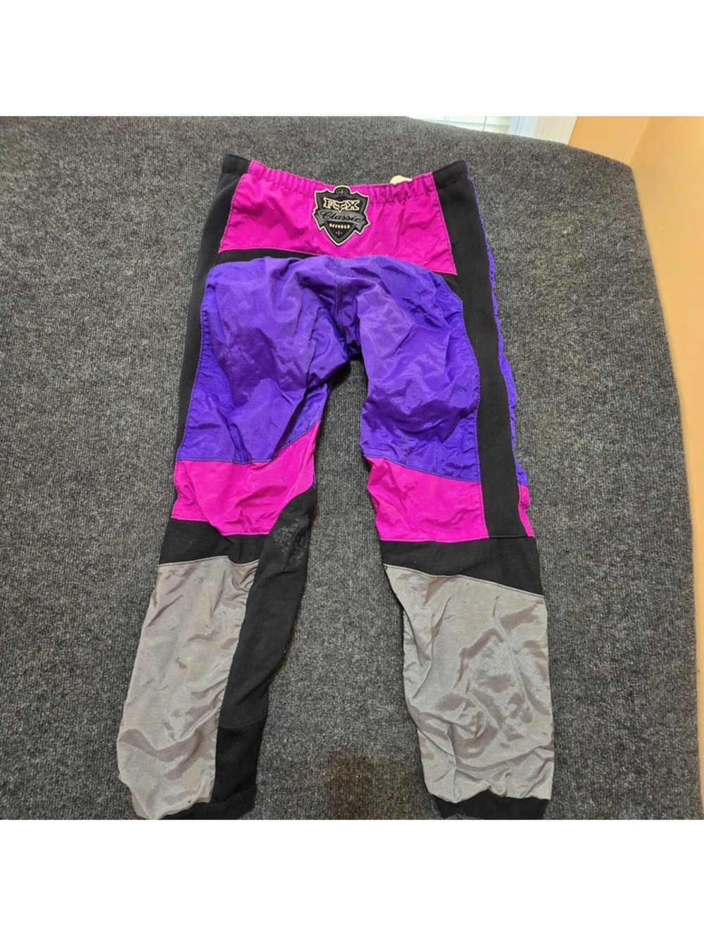 VTG 90s Fox Classic Offroad Motocross Pants Purple Pink Colorblock Mesh Size 36